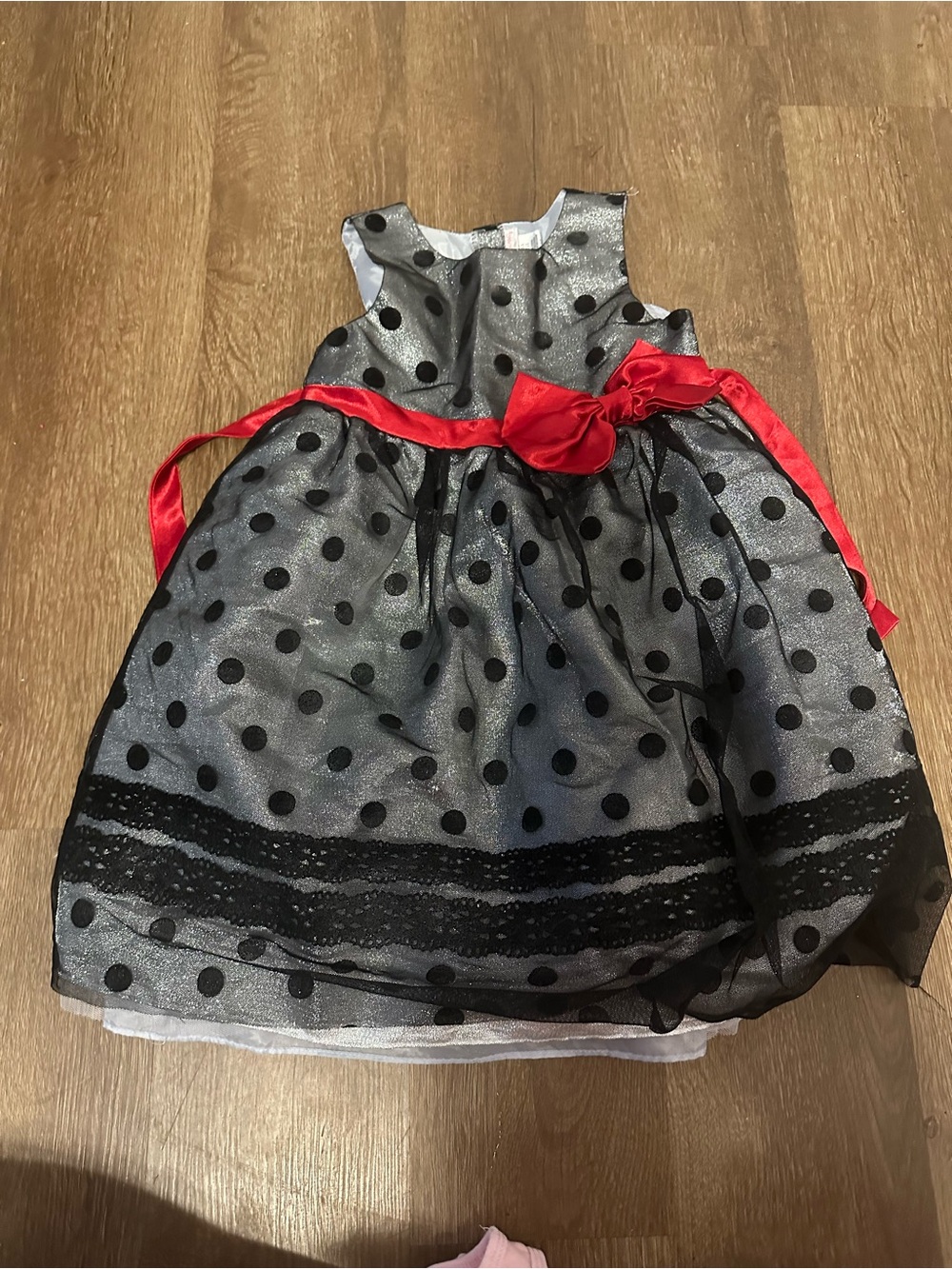 Youngland Black and Red Polka Dot Formal Dress